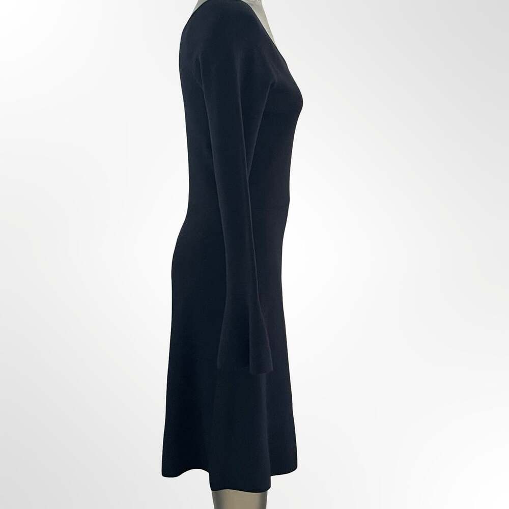 Ann Taylor Dress Size S Black Long Sleeve V-Neck Flare - Picture 3 of 10